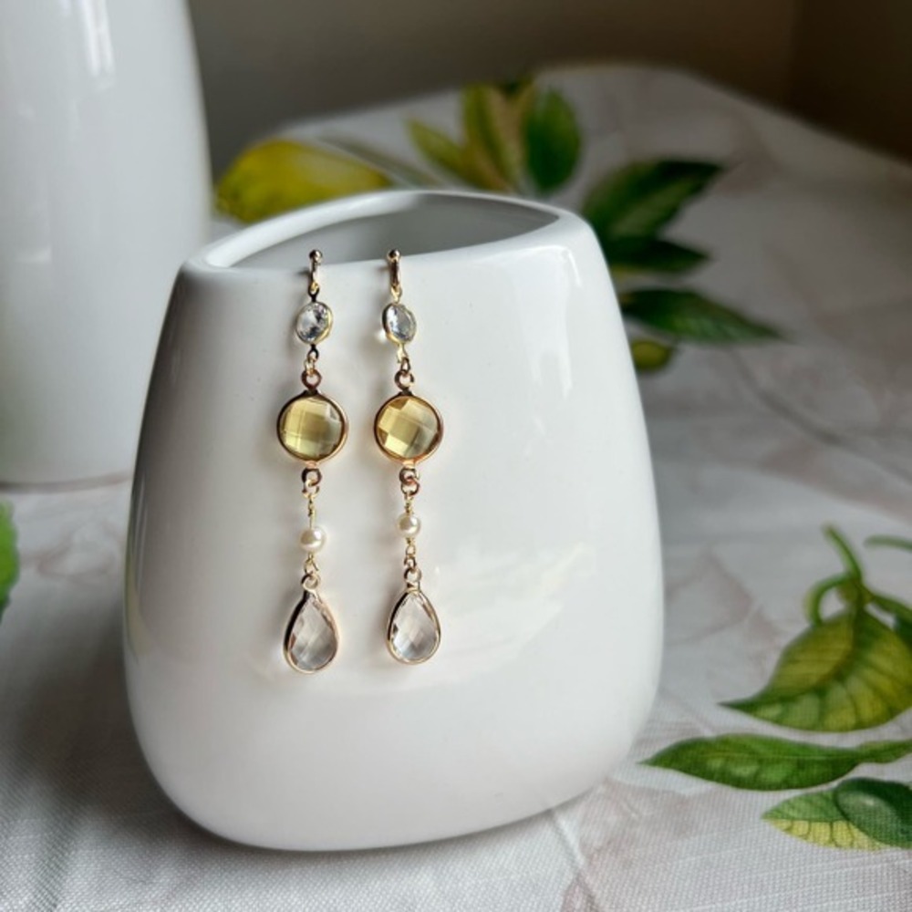 Boho Bridal Earrings, Citrine Earrings, Bridgerton Jewelry, Victorian, Romantic